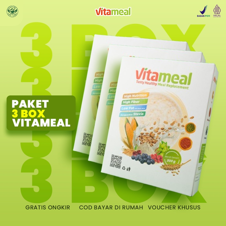 

Sereal Vitameal ( 3 Box ) Sereal Tinggi Serat dan Bantu Jaga Kebugaran Tubuh - 600 Gram