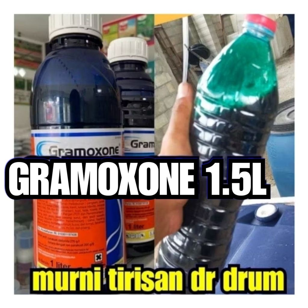 obat rumput jenis gramoxone(gramason).kemasan botol 1.5liter murni tirisan dr drum.sangat ampuh memb