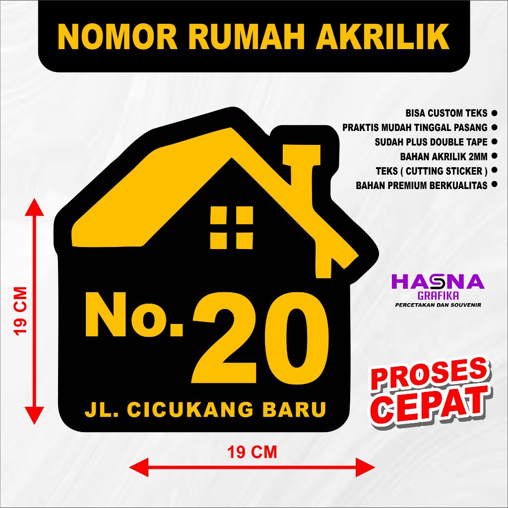 

NOMOR RUMAH ACRYLIC / AKRILIK / CUSTOM 15 X 15 CM / 20 X 20 CM