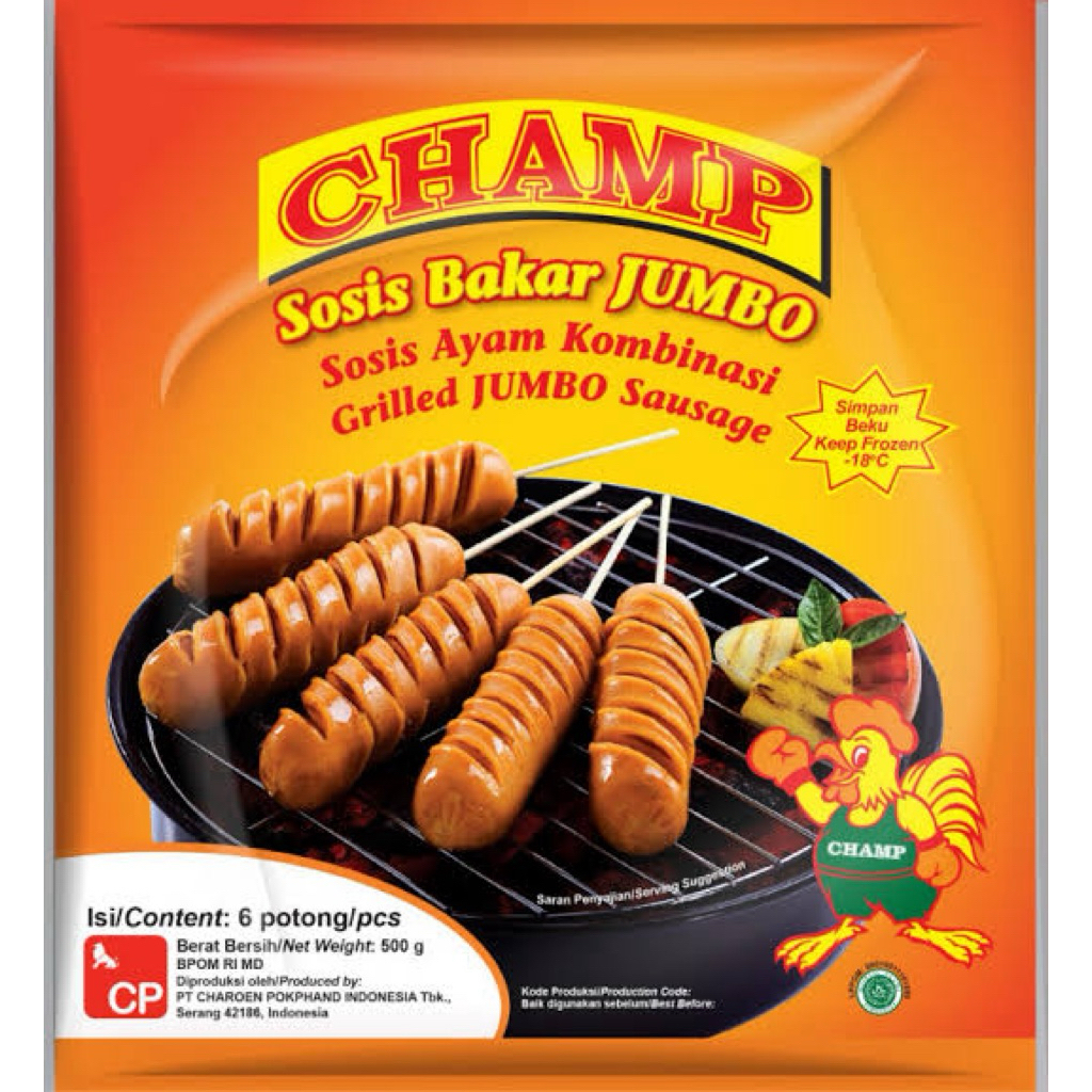 

Champ Sosis Bakar Jumbo 500 Gram Isi 6 Pcs Sosis Ayam Kombinasi