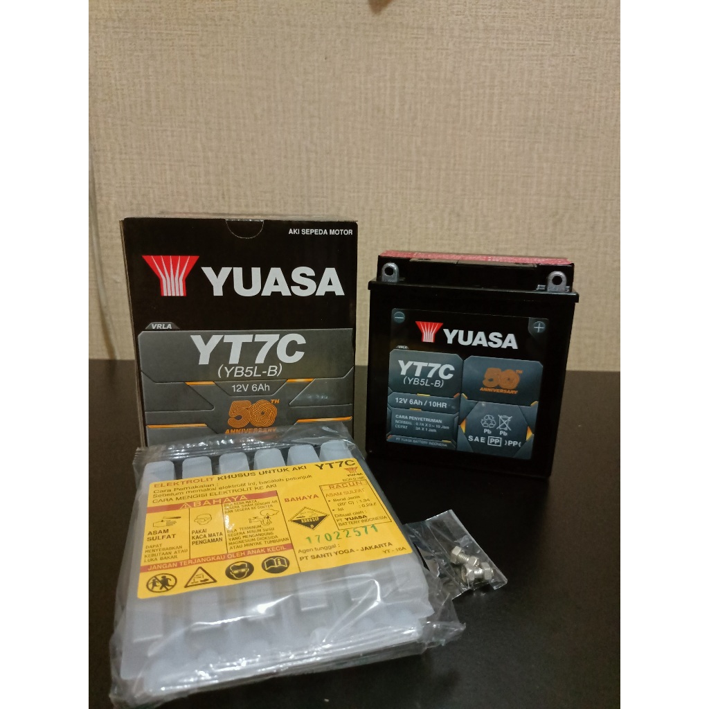 [ORI 100%] AKI MOTOR KERING / AKI YUASA YT7C MF 12V 6Ah Supra Vega JupiterZ  Grand MURAH BISA GROSIR