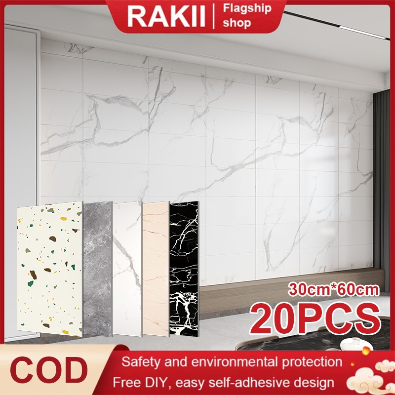 20 PCS Wallpaper Vinyl Marmer 30x60cm/Stiker Lantai Vinyl Marmer Granit untuk Lemari Marmer/Wallpape