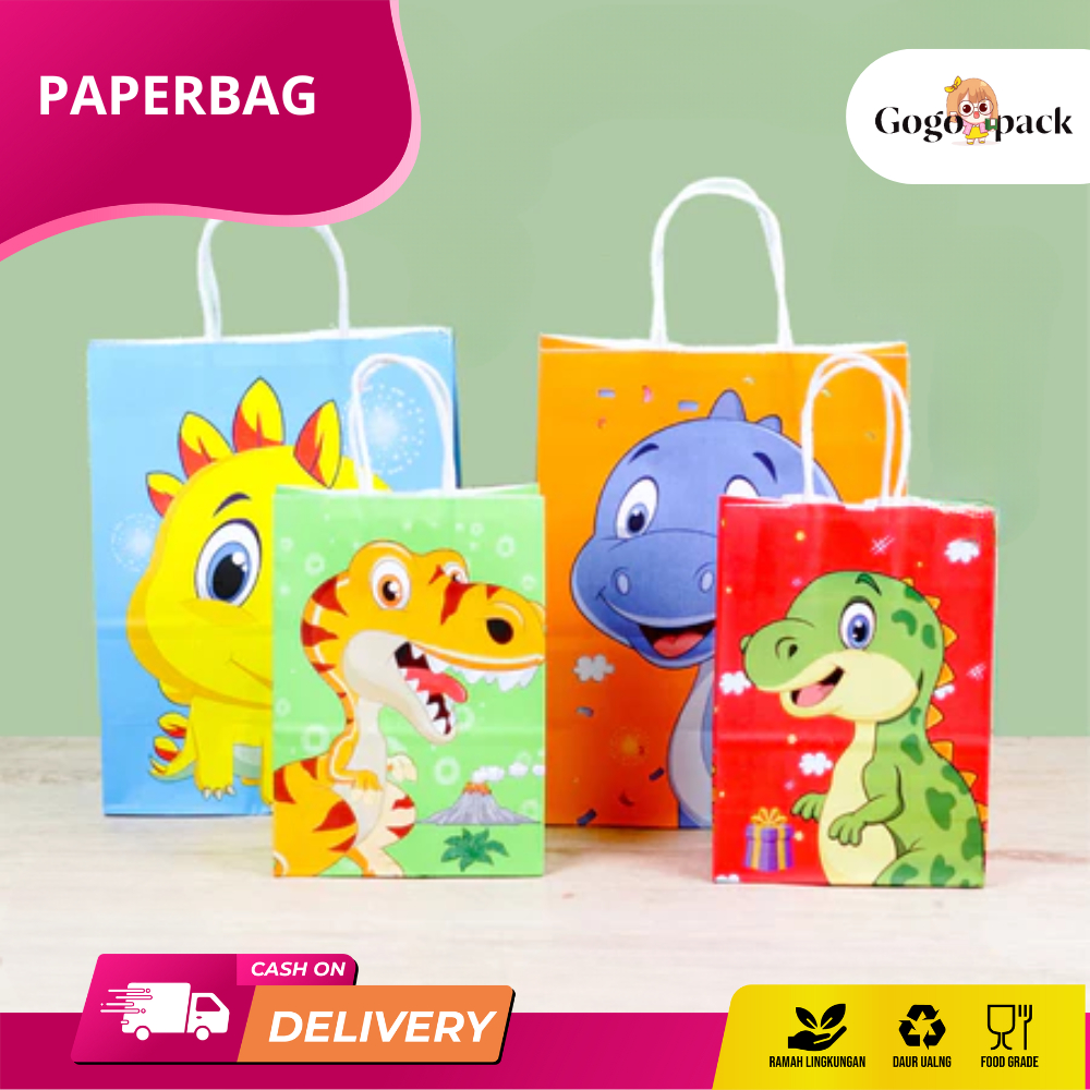 

Paper Bag Kraft Dino / Goodie Bag Dino / Tas Ulang tahun anak / Tas Kraft Hampers Dino I AK02J7