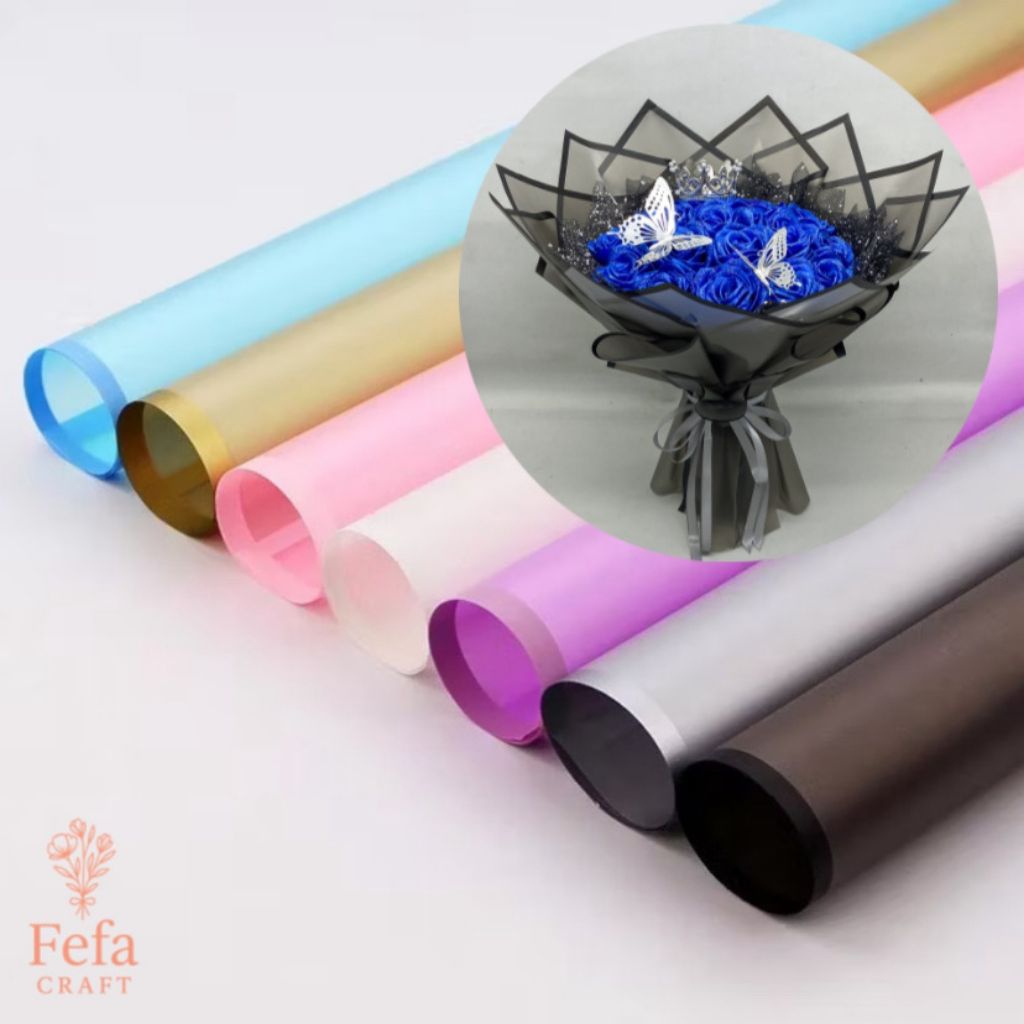 

KERTAS BUKET BUNGA SEMI TRANSPARAN LIST / FLOWER WRAPPING PAPER CELLOPHANE DOFF