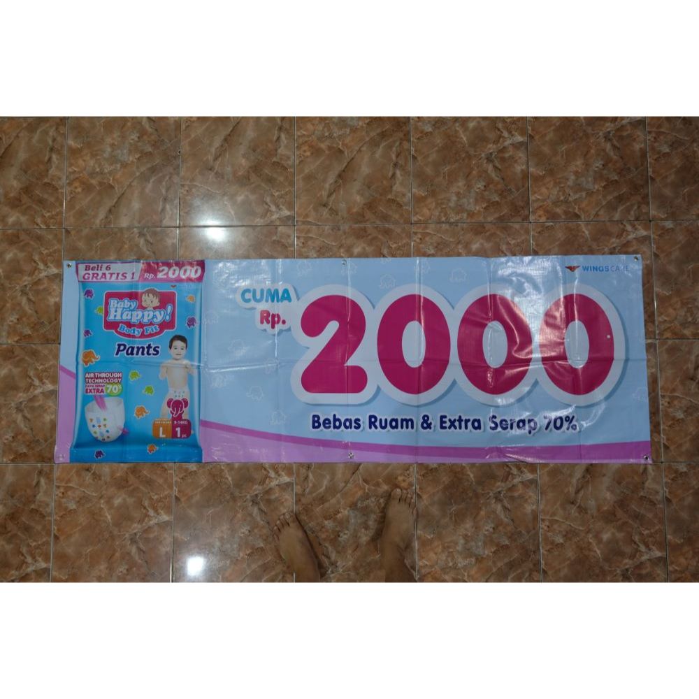Spanduk Banner Gagal Cetak / Banner Bekas Tidak Terpakai, ukuran 195 x 70 cm