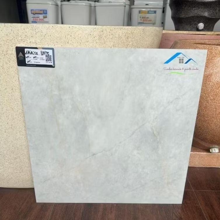 PROMO GRANIT 60X60 IKATAN MOTIF MARMER GLOSSY GLAZED POLISHED | ARNA AMALYA WHITE