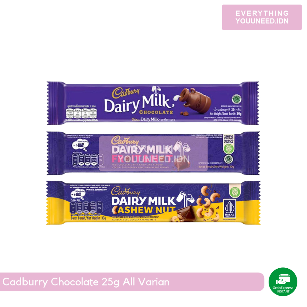 

Cadbury Dairy Milk Coklat Cashew Nut | Fruit & Nut | Chocolate 25g