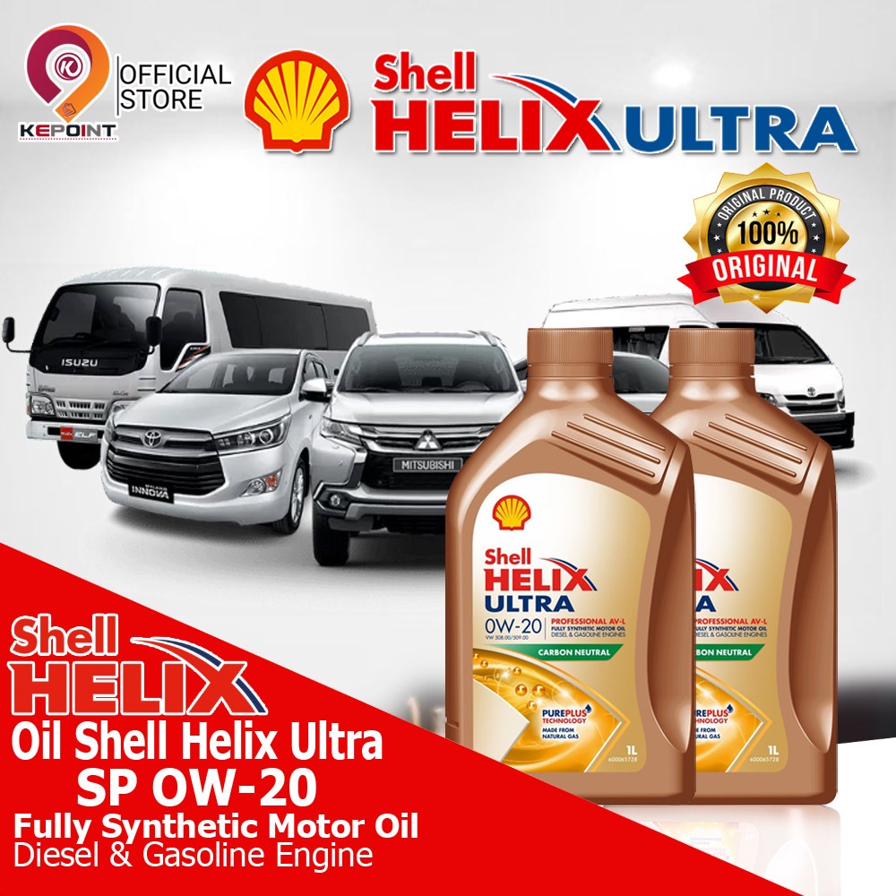 C++ Oli Shell Helix Ultra OW-20 2L Motor Oil Diesel & Bensin Carbon Neutral Full Synthetic