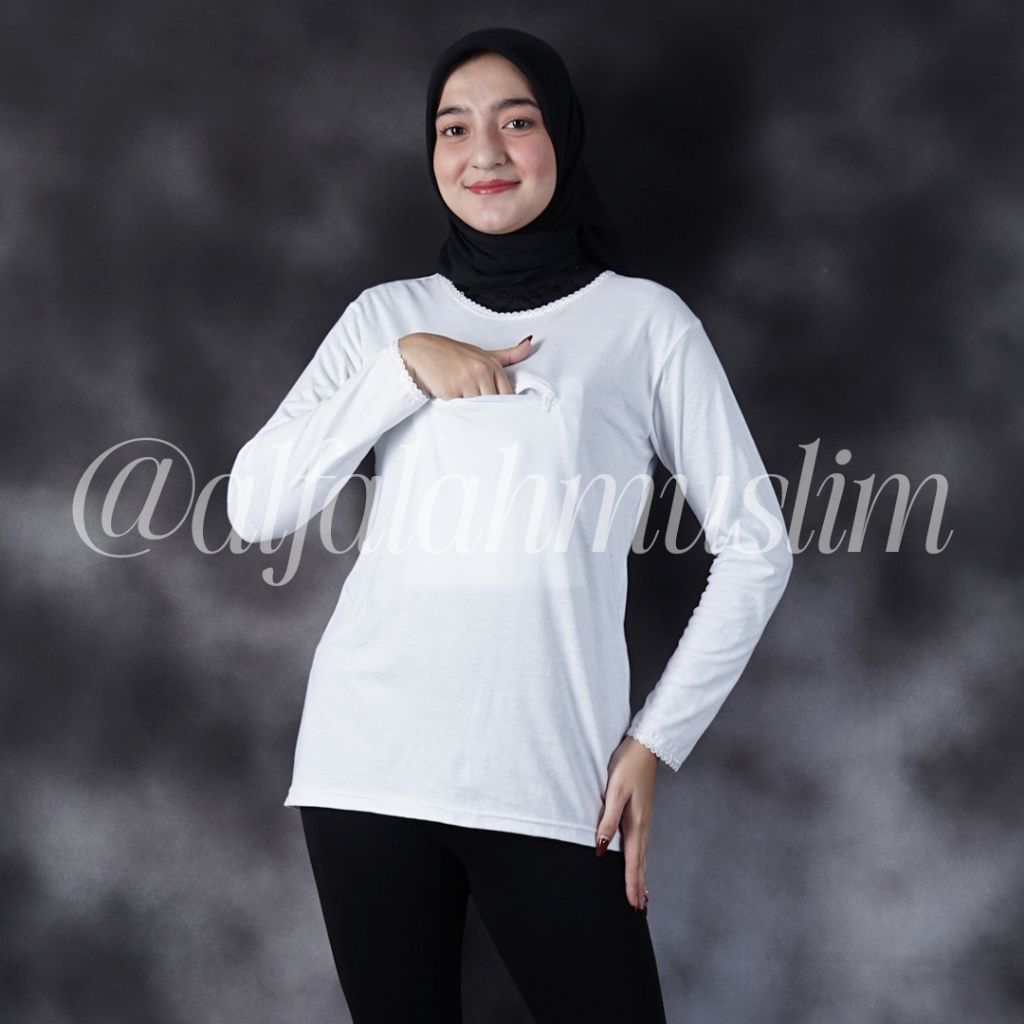 Singlet Wanita Lengan Panjang Dalaman Gamis Perlengkapan Umroh Wanita