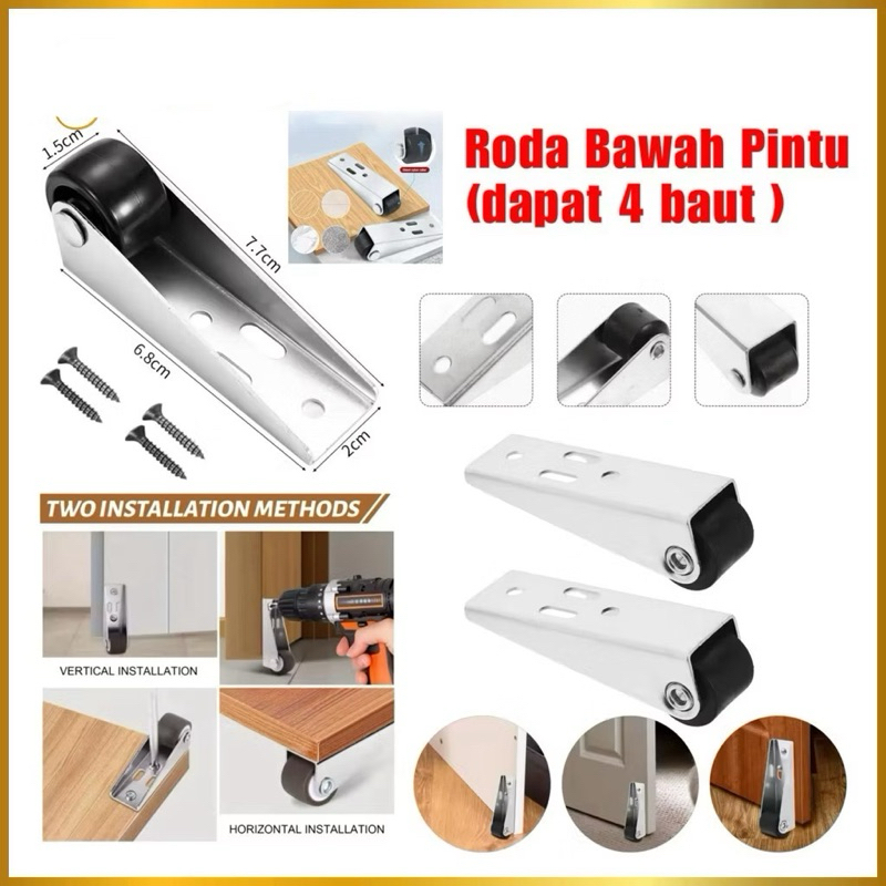 Roda Bawah Pintu Sliding Roda Penopang Penahan Bawah Pintu Geser Universal Serbaguna