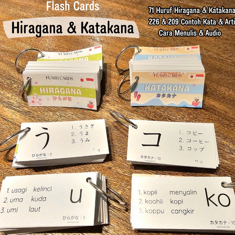 KODE W32D Hiragana dan Katakana Flash Cards Bahasa Jepang Pemula