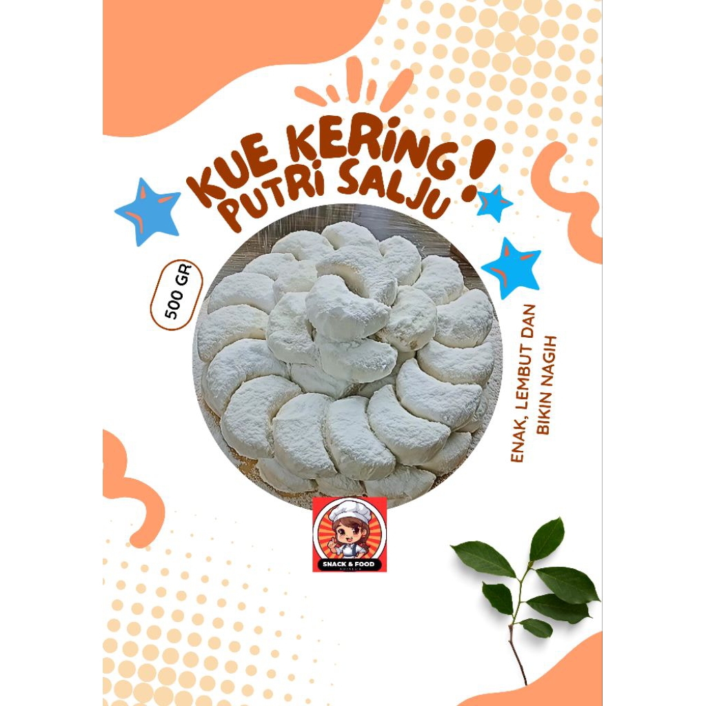 

kue kering putri salju 500gram/Toples snack food-cookies makanan crispy cemilan Lebaran