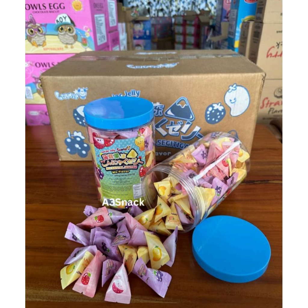 

jelly konjac jeli bantal segitiga 1 toples isi 100 pcs