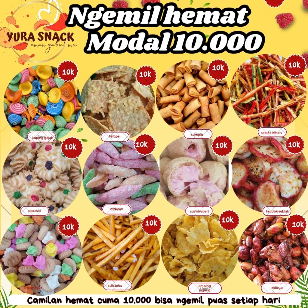 

Snack Kiloan Grosir Terlengkap Serba 10.000 - Camilan Kemasan Ekonomis Enak Gurih,Asin,Manis,pedas,komplit Banyak varian