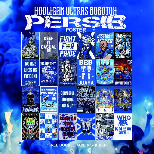 Poster Hooligan Casual Ultras Bobotoh Persib ukuran A5 Free Perekat