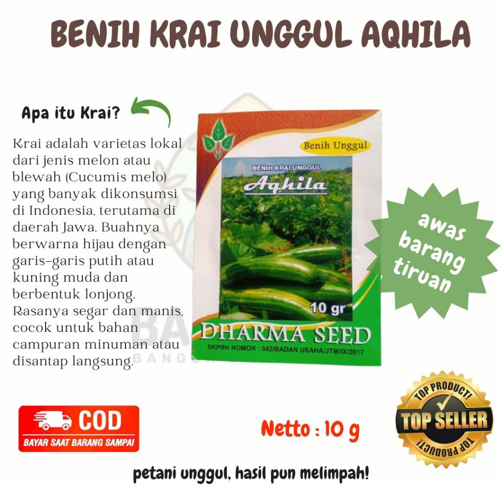 BENIH BIBIT BIJI KRAI SUPER 10 Gr MERK AQHILA  Produksi DHARMA SEED