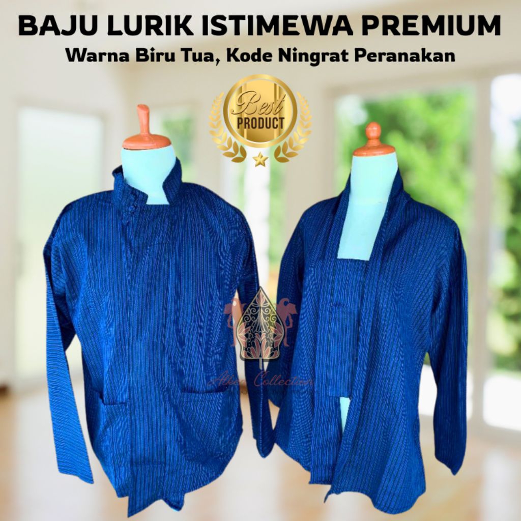 Ready Siap Kirim Baju Lurik Warna Biru Tua Dongker / Baju Lurik Pria / Baju Lurik Wanita / Kebaya Lu