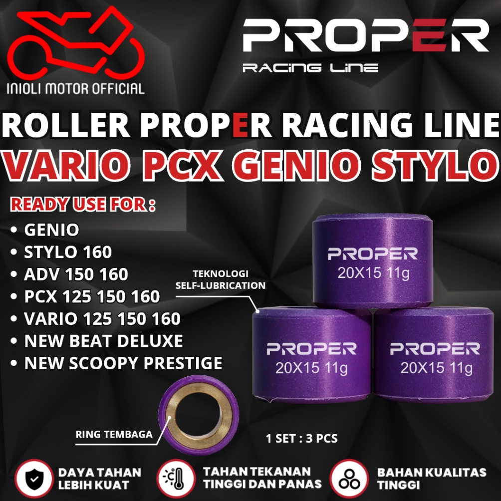 ROLLER PROPER RACING LINE ADV PCX VARIO 125 15 16 STYLO GENIO BEAT DELUXE SCOOPY PRESTIGE 221 FI ESP