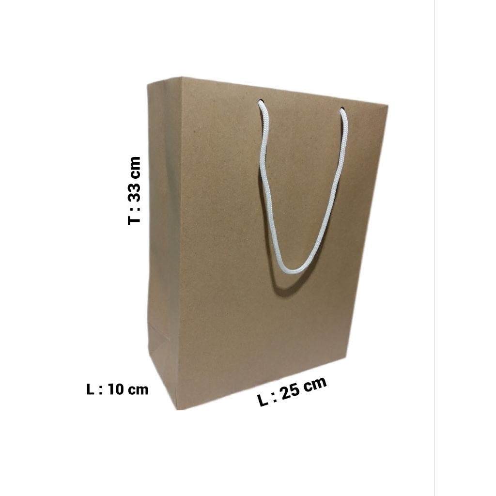 

Paperbag kraft tebal 150 gsm Polos Ukuran 25x10x33 cm