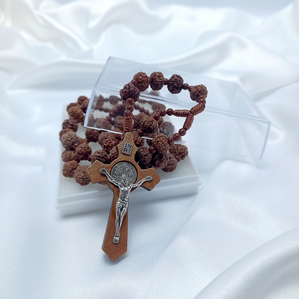 Rosario EKSKLUSIF Bulir Biji Jenitri ORIGINAL/ Rudraksa/Kalung Rosario Katolik Asli