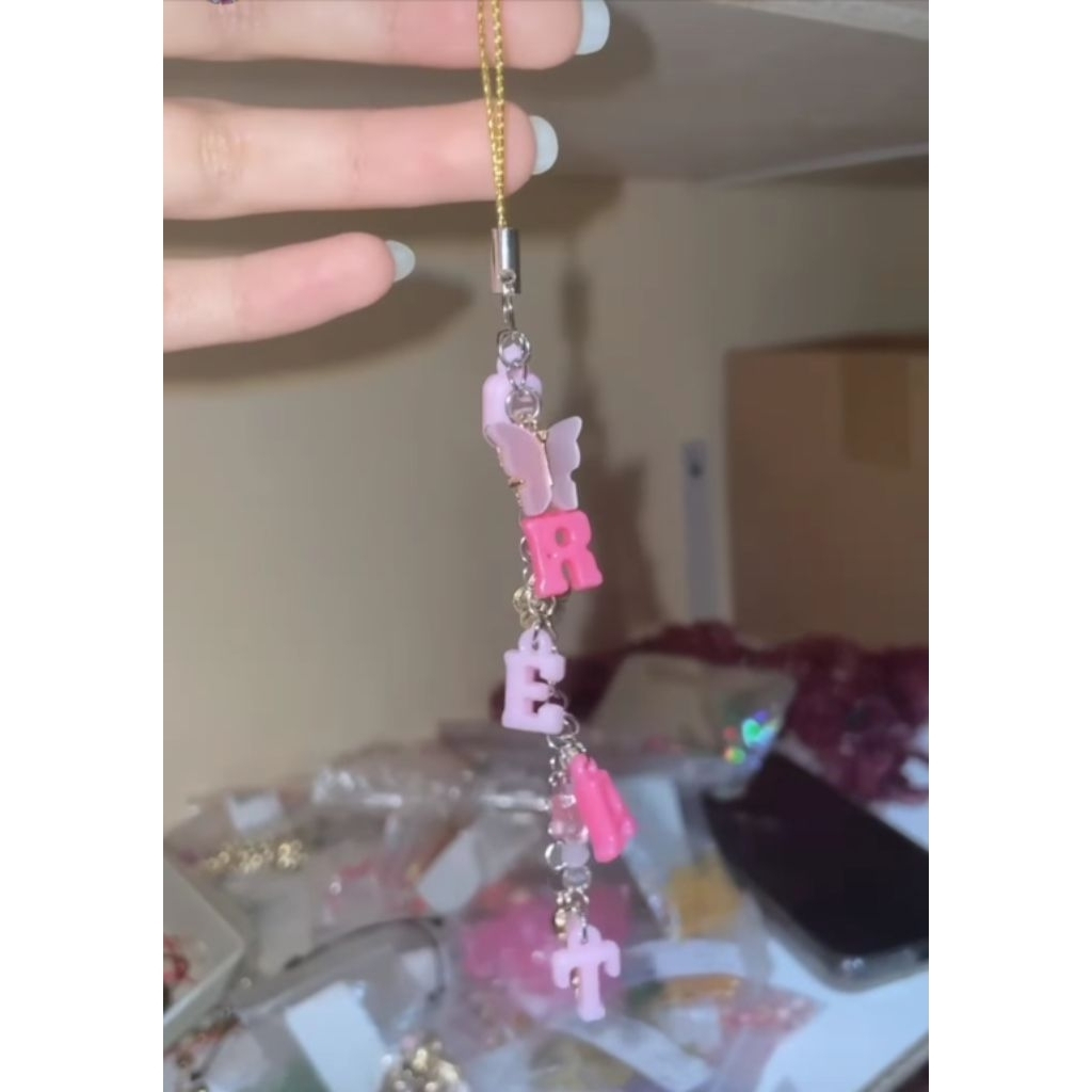 GANTUNGAN KUNCI CUSTOM NAMA CUSTOM RANTAI RING STAINLESS CHARM ENAMEL GLASSBEADS