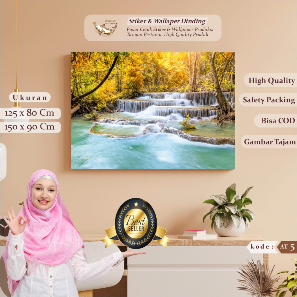 Promo Wallpaper 3D Pemandangan Alam Walpaper Sticker Dinding Pantai stiker Pegunungan Hutan