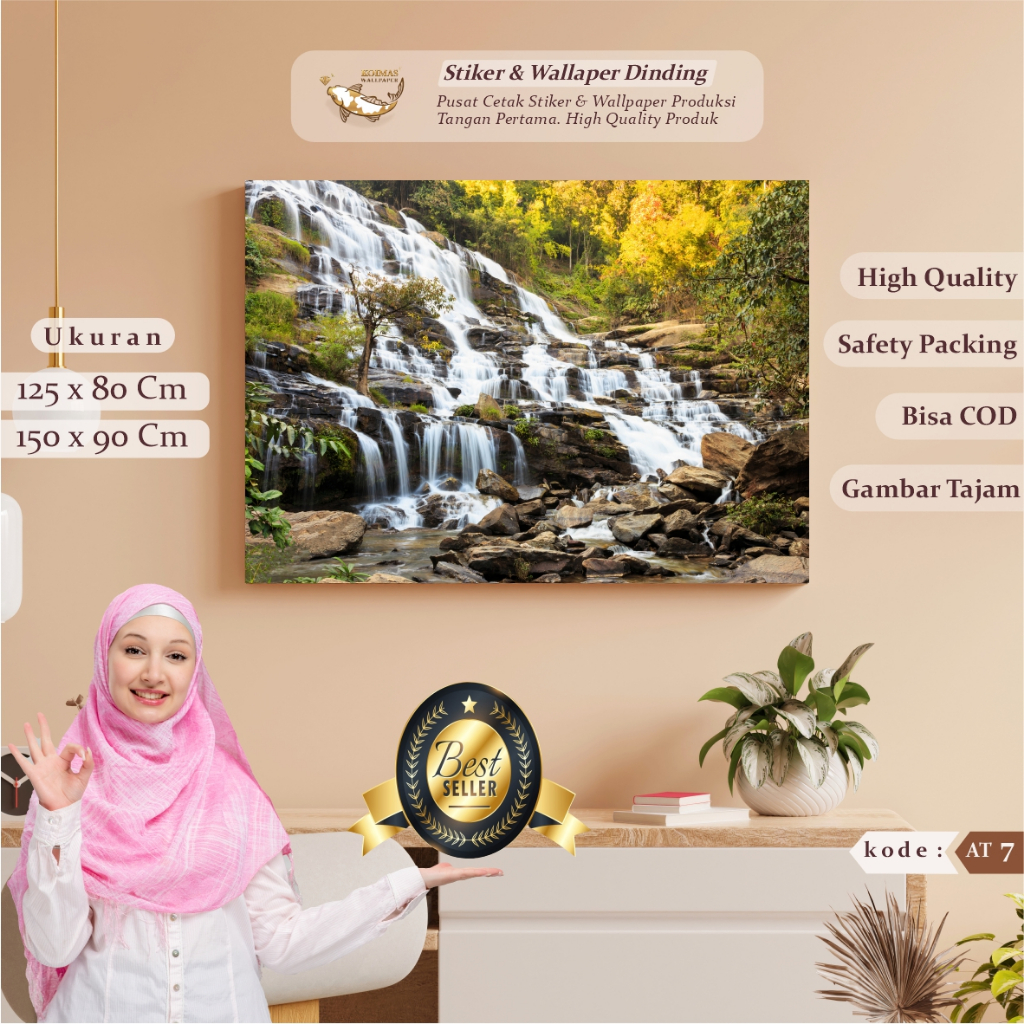 Wallpaper Custom 3D Mural Photowall Air Terjun Walpaper Dekorasi Dinding Kustom Pemandangan Alam Jen
