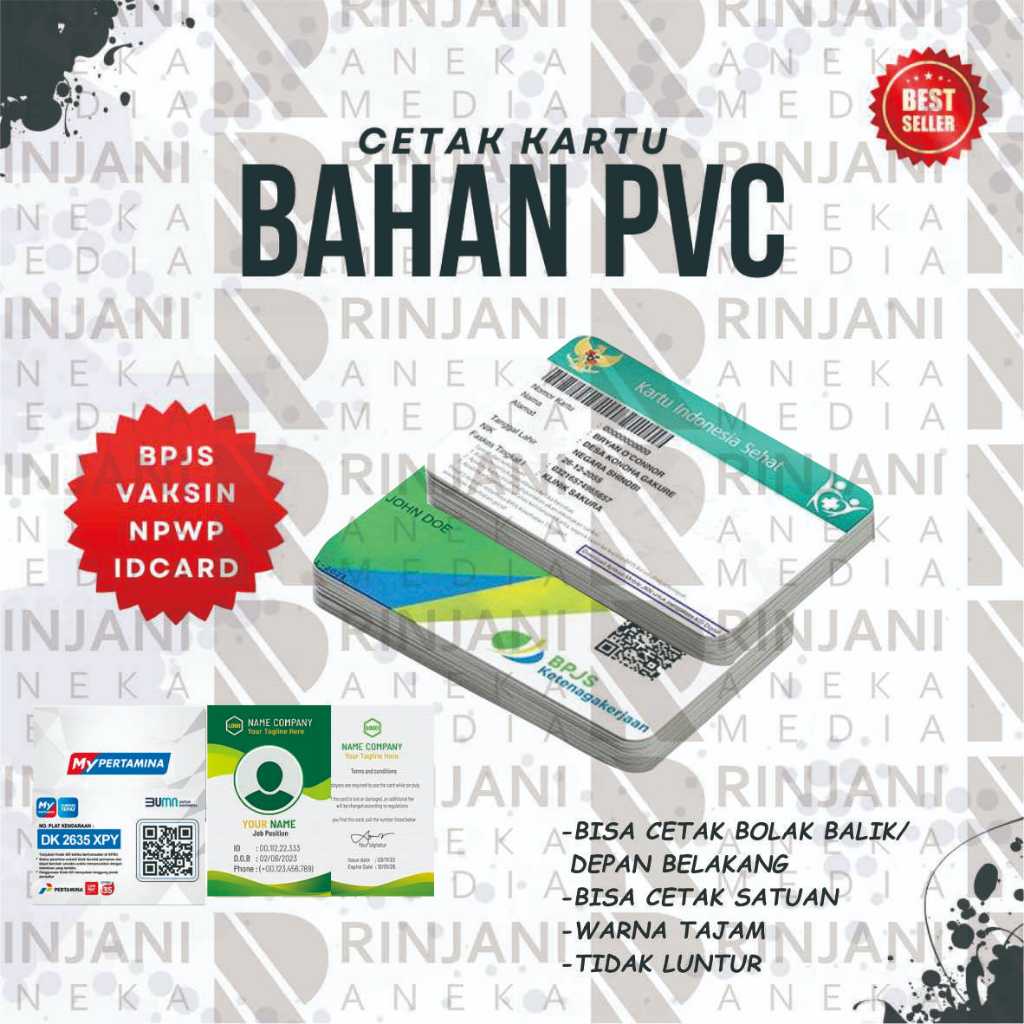 

CETAK KARTU BPJS,PERTAMINA,NPWP BAHAN PVC