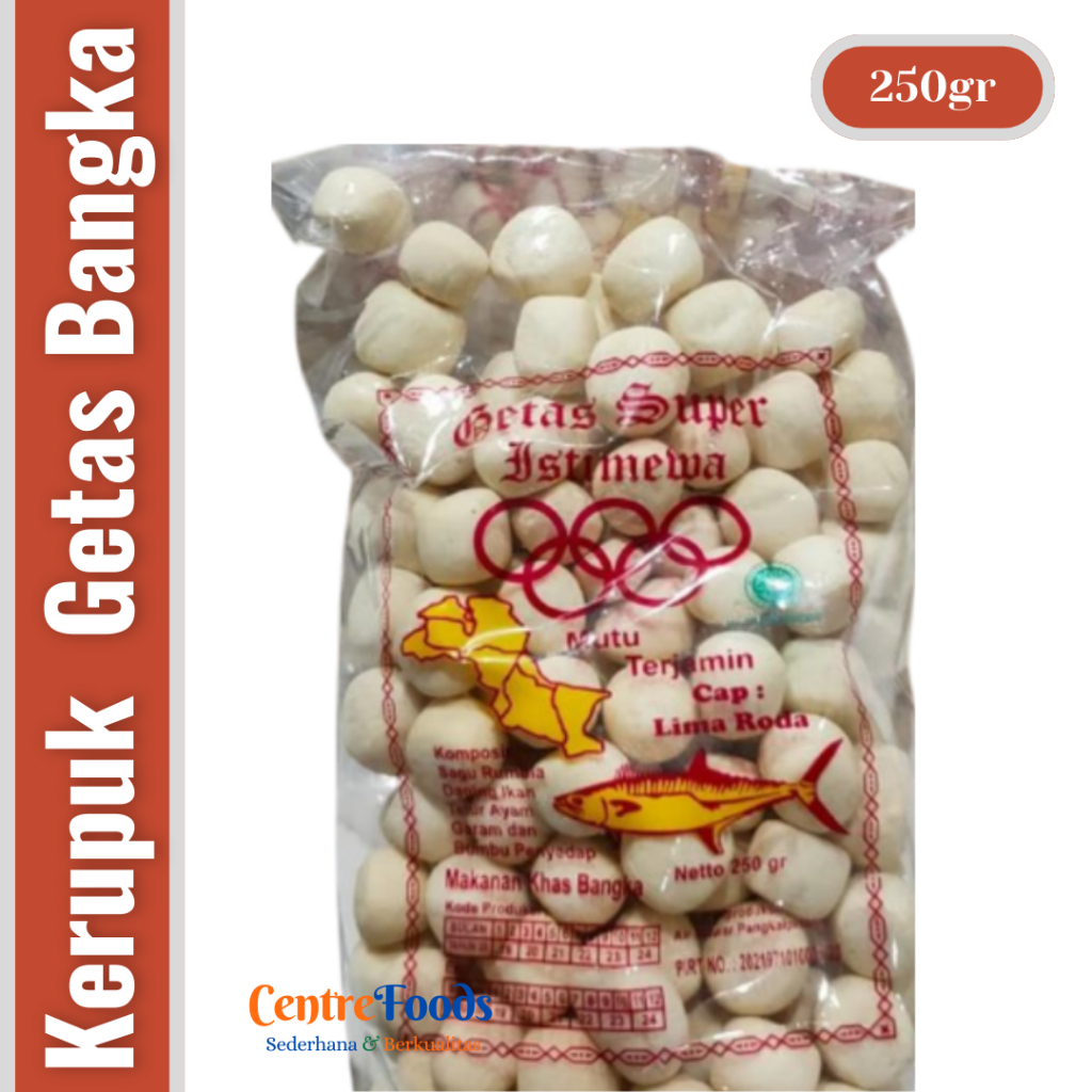 

Kerupuk Getas Bangka - Kerupuk Getas Cap LIMA RODA | 250gr [ Harga Per BKS ]