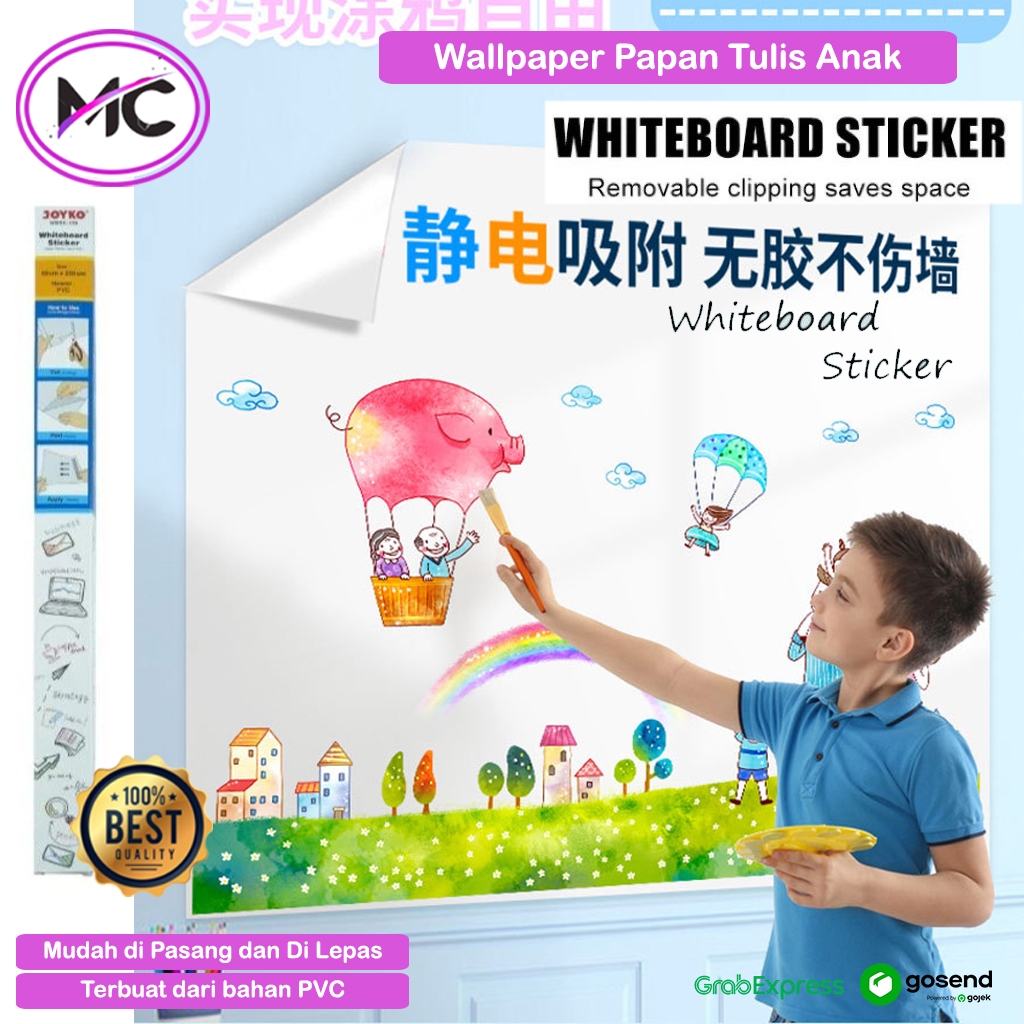 

Stiker Papan Tulis Whiteboard Flexible PVC Tempel Dinding Sticker Papan Tulis Hitam Putih Edukasi Sticker Wallpaper Wall White Board Black Board Belajar Menulis Anak Spidol Kapur Mewarnai Gambar Fleksibel Murah 2M x 45cm