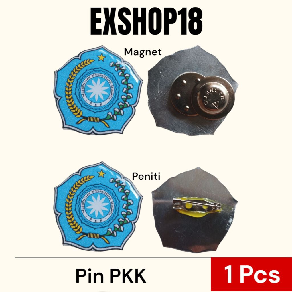 Pin Bros PKK Warna Dasar BIRU / Pin Aksesoris Logo PKK Lapis Resin