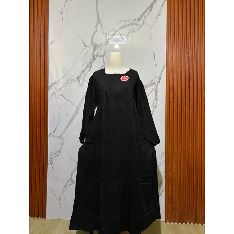 Midi Dress Polos Lengan Panjang Simple Elegan – Gamis Muslimah Kekinian, Bahan Adem, Pilihan Warna H