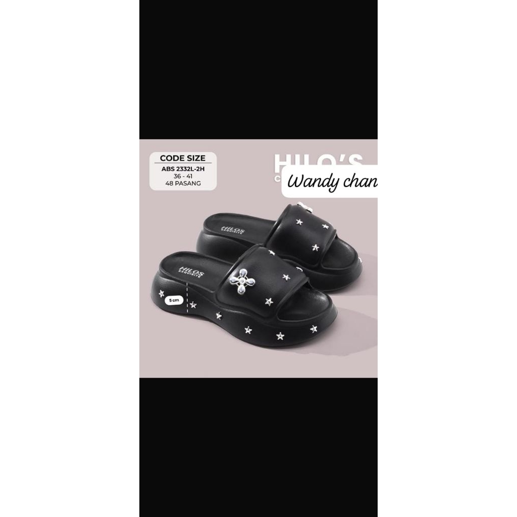 sandal wanita premium karet Korean style ringan import hitam