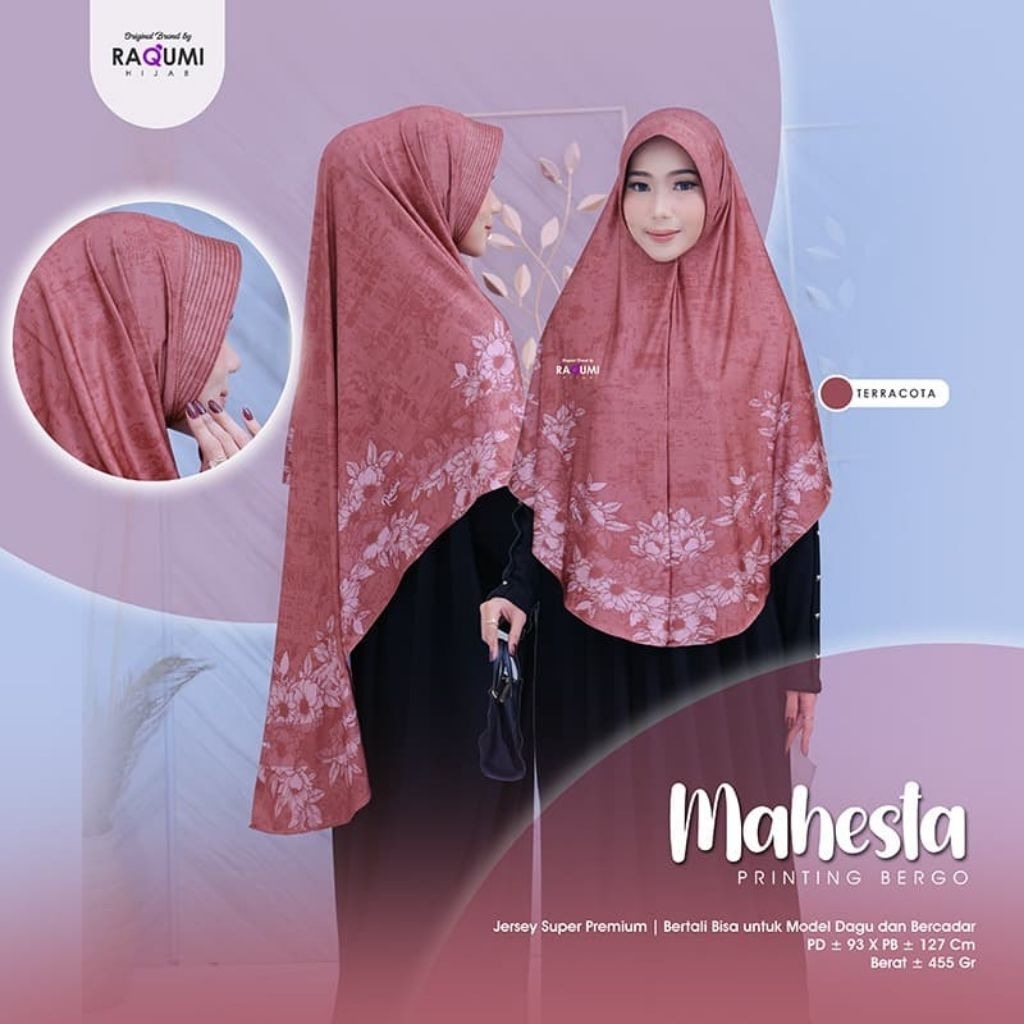 RAQUMI HIJAB - MAHESTA BERGO PRINTING//HIJAB BERGO INSTAN//HIJAB BERGO JUMBO//HIJAB BERGO JERSEY PRI