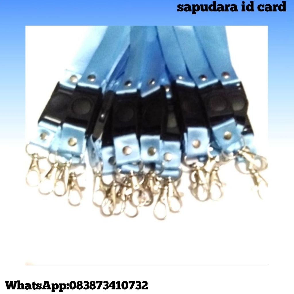tali lanyard/id card 2cm  warna biru muda