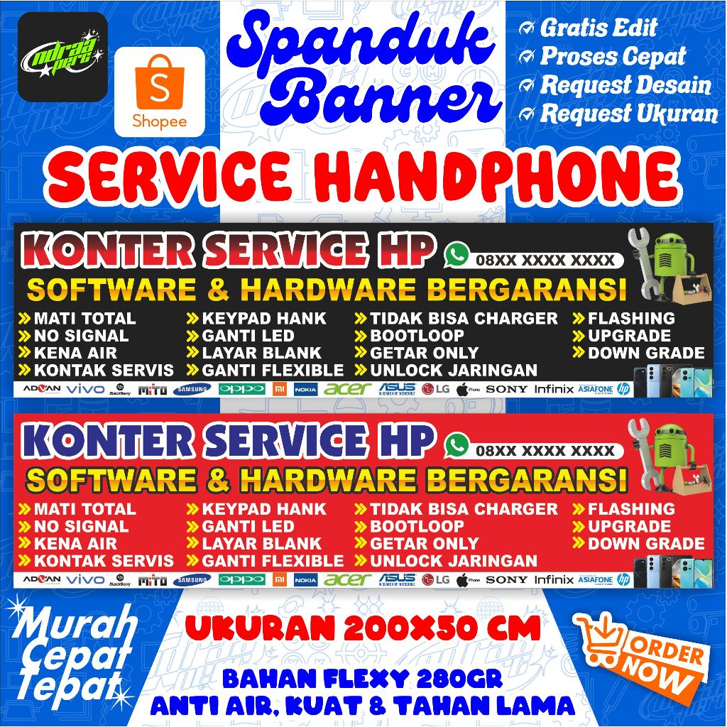 Banner Service HP Ukuran 200X50