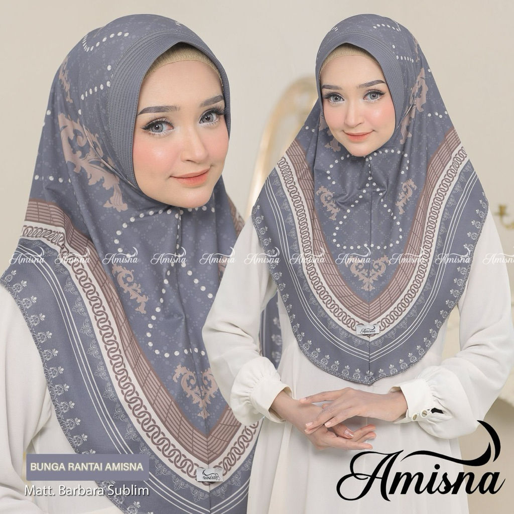 BERGO PAD BUNGA RANTING AMISNA Hijab Instan Motif Bunga Ranting Motif Khimar Instan Simple Pad Motif
