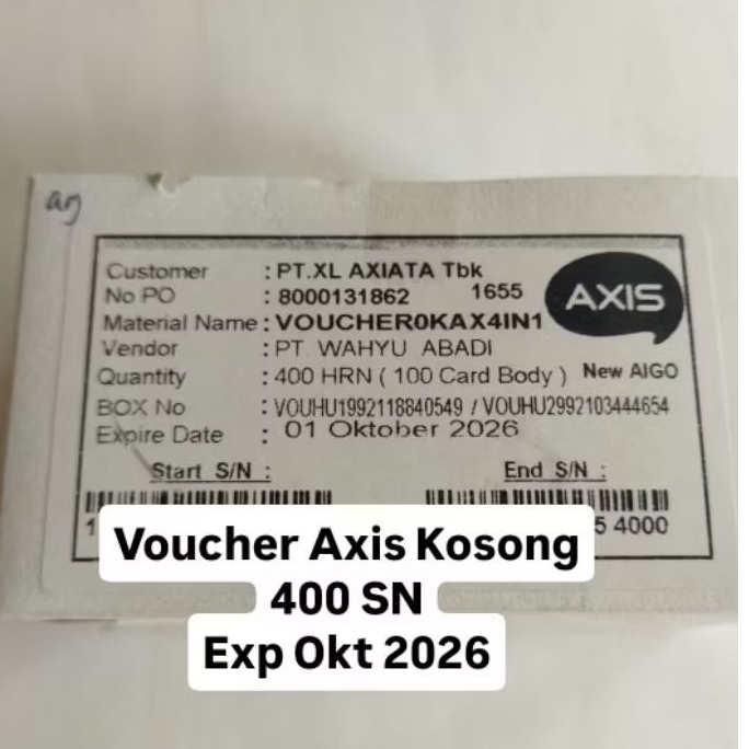 Voucher Kosong Axis Bahan Injek 1 box/400SN Model Baru 4 In 1 Expired Oktober 2026