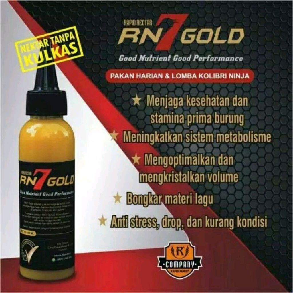 0RN7 GOLD RAPID NECTAR RN 7 GOLD PAKAN HARIAN BURUNG KOLIBRI per botol