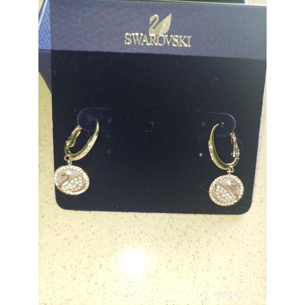 SWROVSKI SILVER SWAN DROP EARRINGS - ANTING SWROVSKI SILVER ANGSA