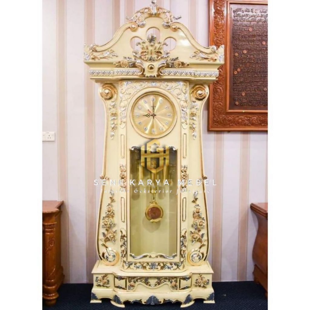 Lemari Jam luxury Jati, Almari Jam Jati Ukir Jepara