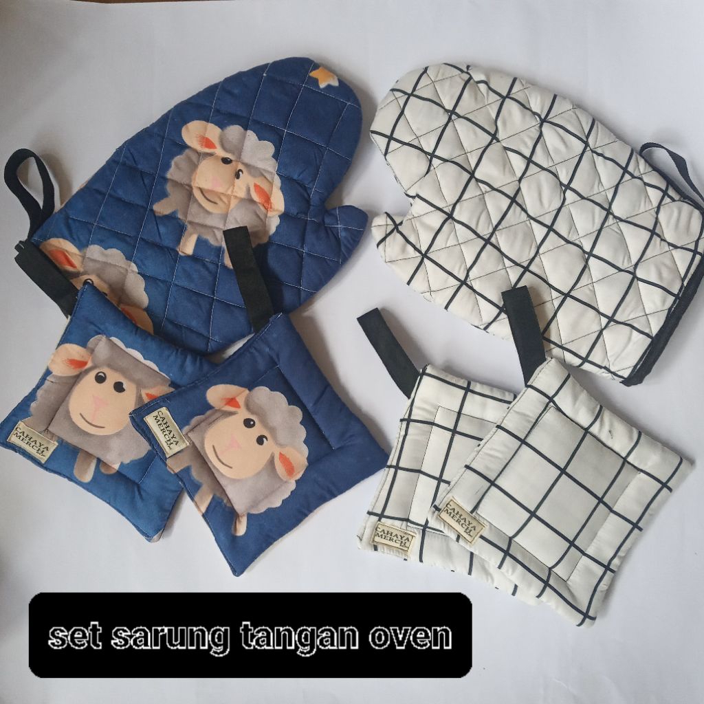 Cempal/sarung oven/sarung tangan anti panas /set cempal dapur /sarung tangan masak kotak /sarung tan