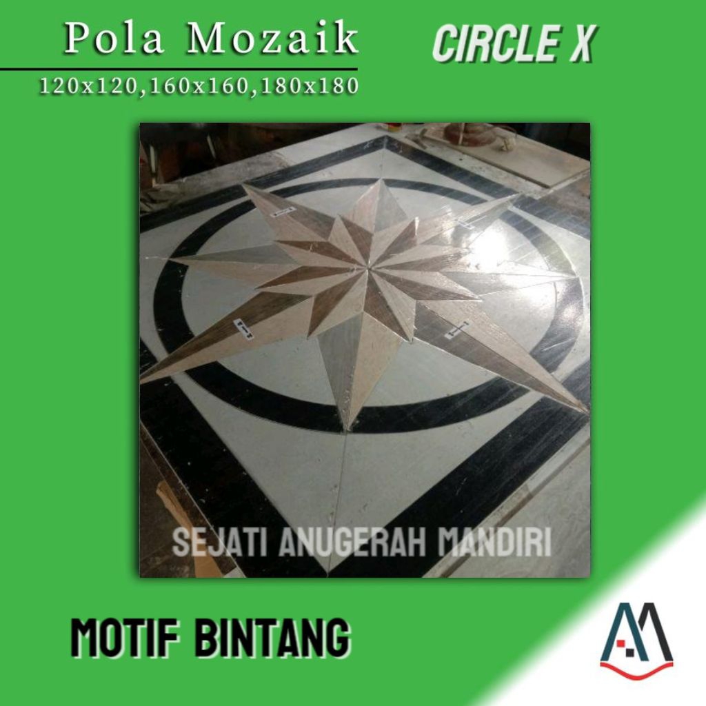 granit pola mozaik motif bintang ukuran 120x120 - circle X