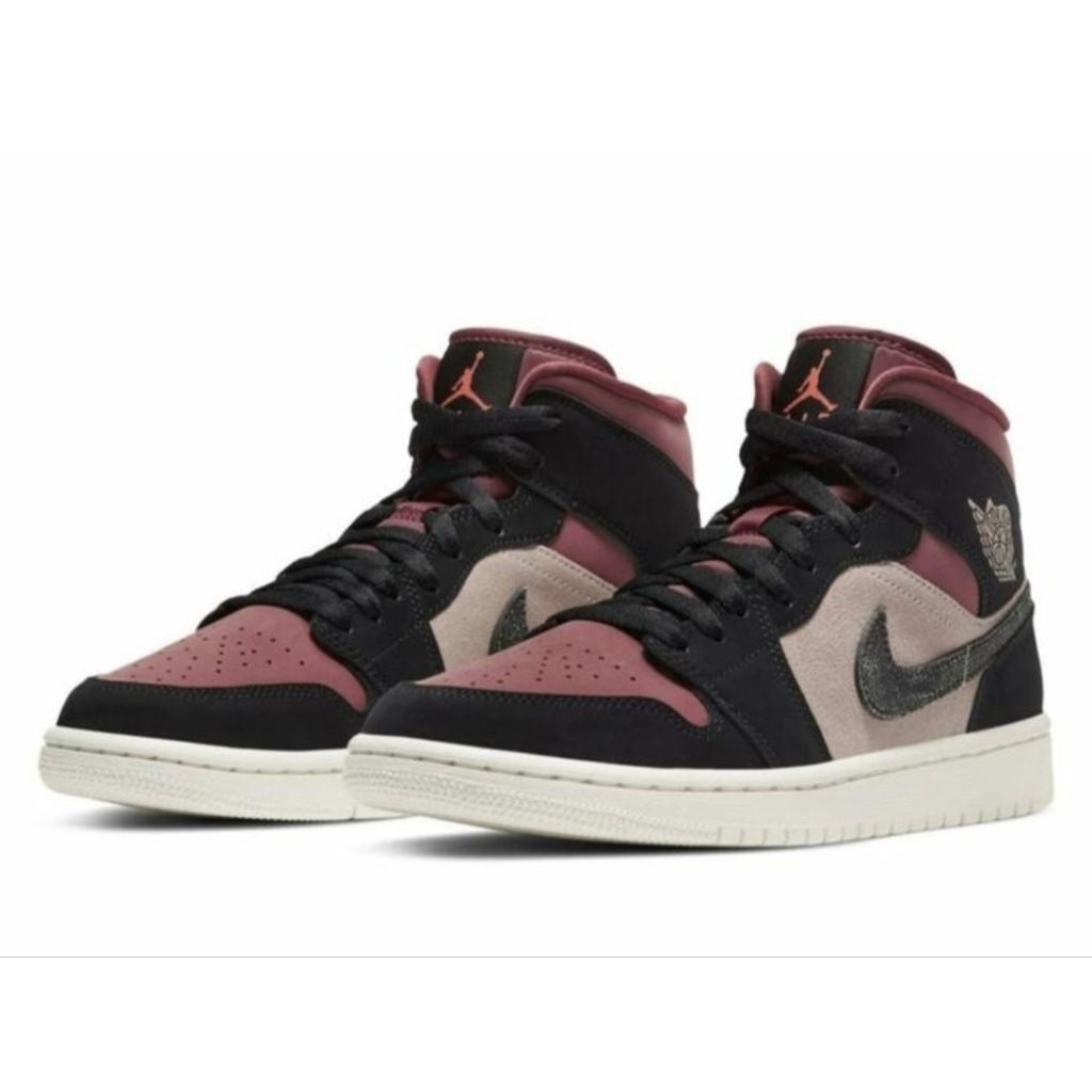 NIKE AIR JORDAN 1 MID BURGUNDY DUSTY PINK - 38