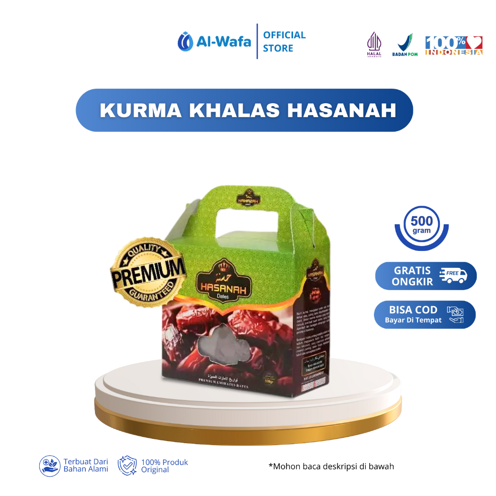 

AL WAFA - Kurma Khalas Hasanah Premium, Manis Alami & Bergizi 500 Gram