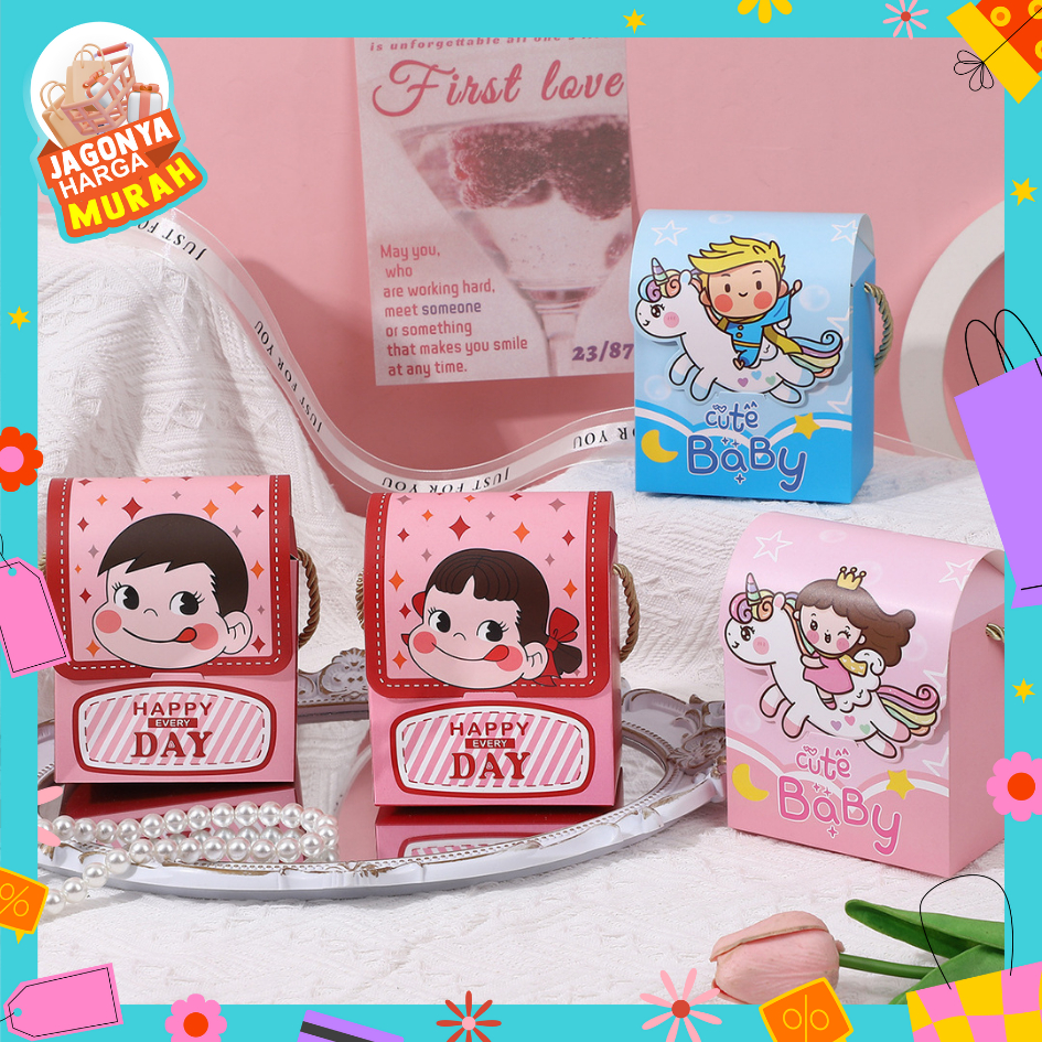 

JHM Goodie Bag Ulang Tahun Anak Motif Kartun Tas Bingkisan Hadiah Hampers Ulang Tahun Anak Kotak Souvenir Kantong Tentengan Bingkisan Paper Bag Kertas