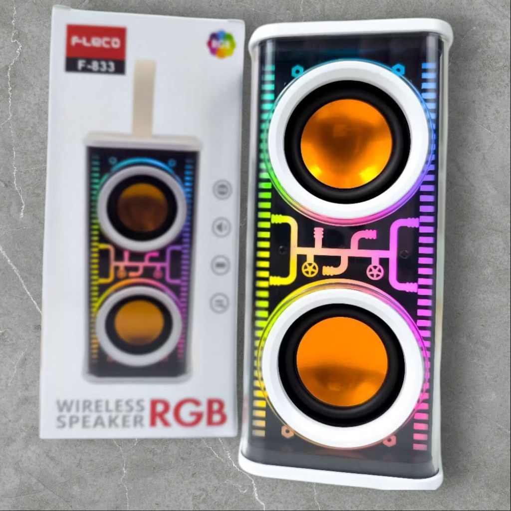 Speaker Bluetooth RGB Fleco F-833 – Suara Jernih & Lampu Warna-warni