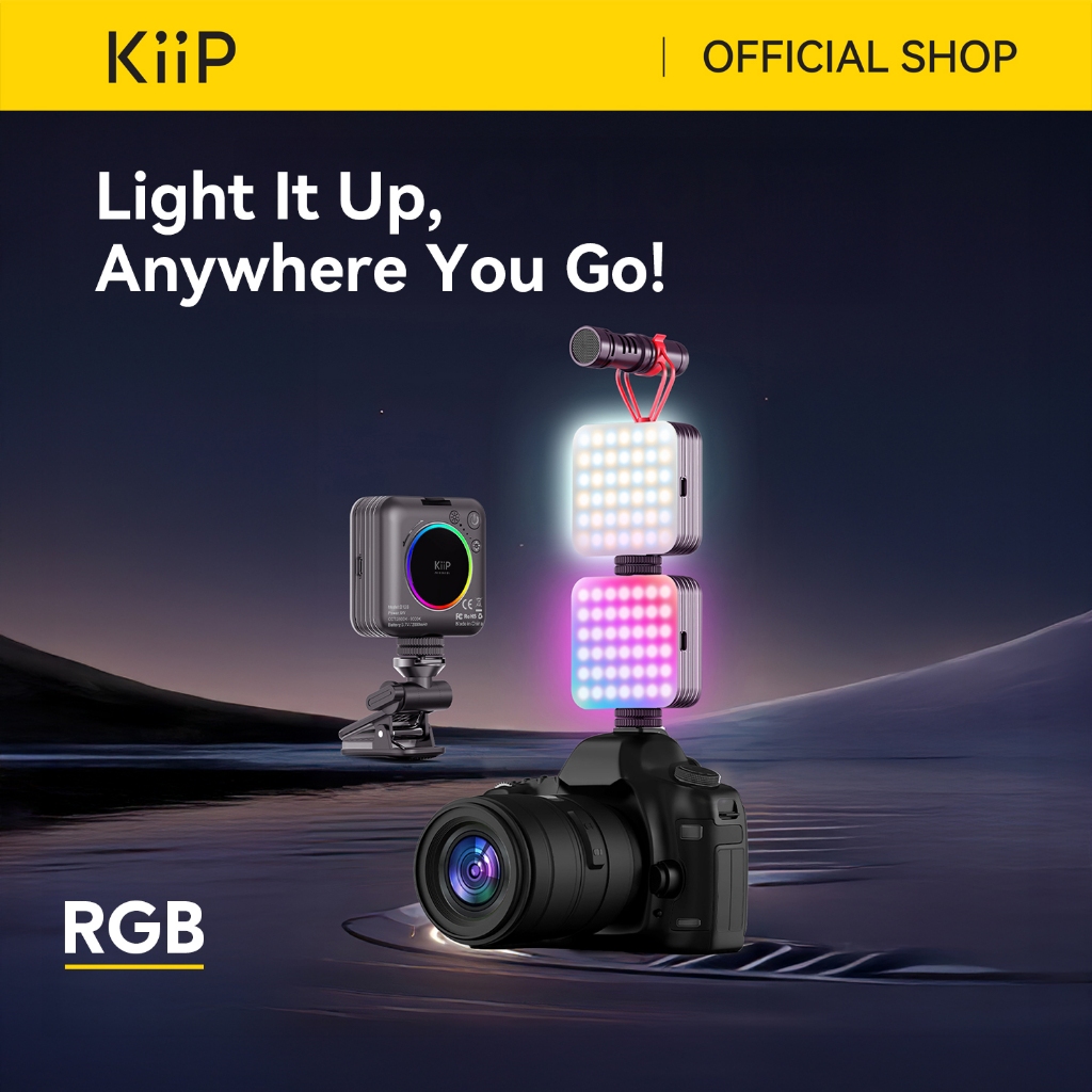 KiiP Portable RGB LED Video Light 6W Mini Lighthing 360° Lampu Konten Minimalis