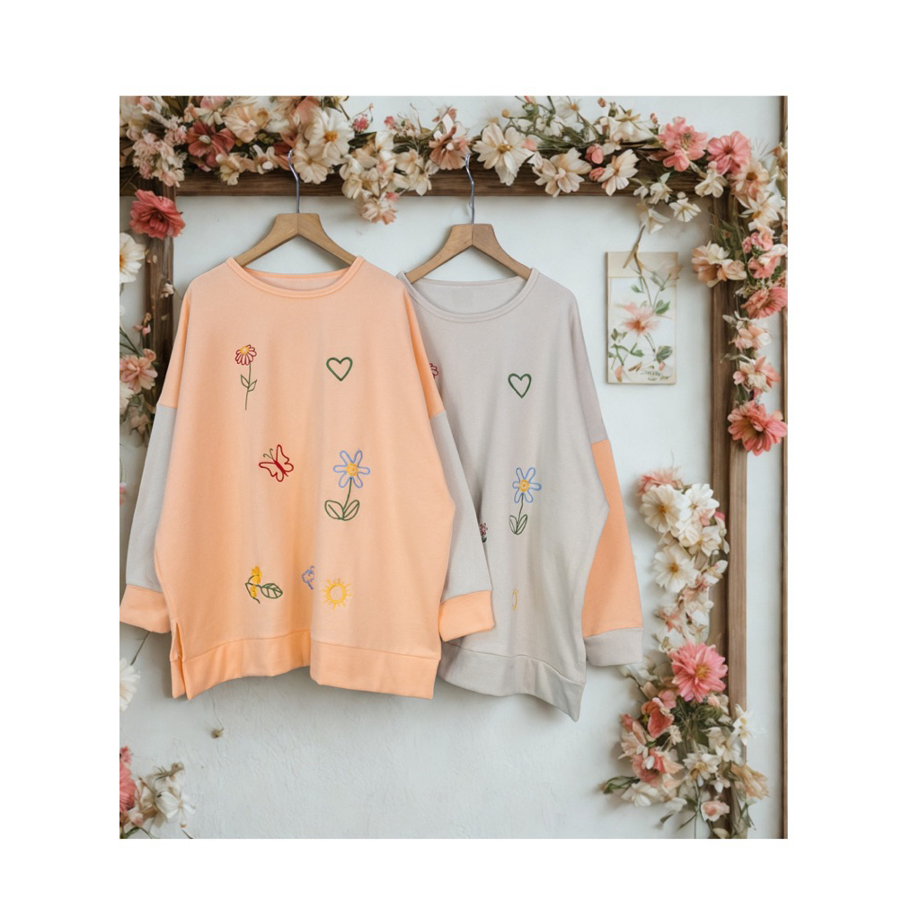 blouse wanita saskia bordir oversize f6267