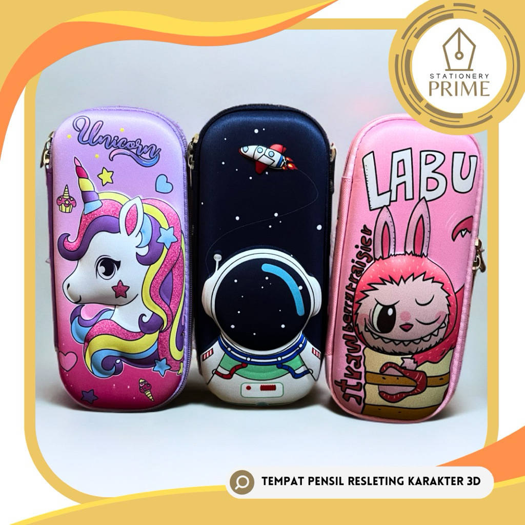 

Tempat Pensil / Kotak Pensil / Pencil Case Resleting Karakter ASTRONOT LABUBU UNICORN 3D Timbul